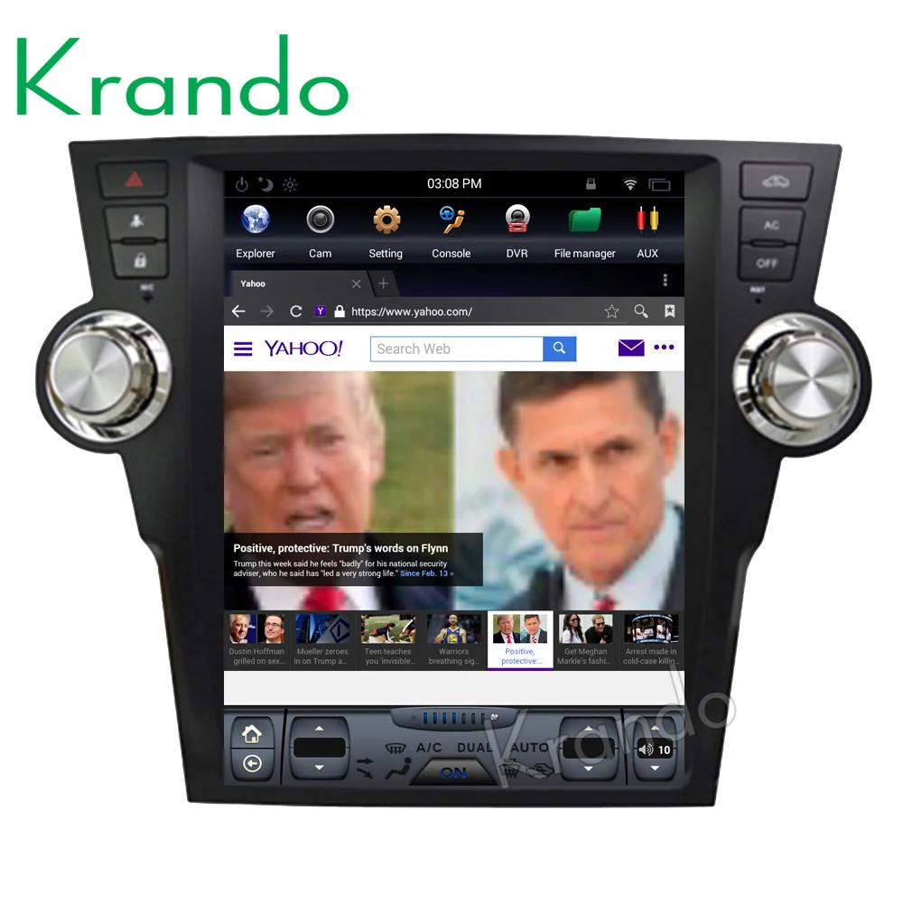 Clearance Krando Android 7.1 12.1" Vertical screen car entertainment player GPS for Toyota Highlander 2009-2013 radio navigation system 2