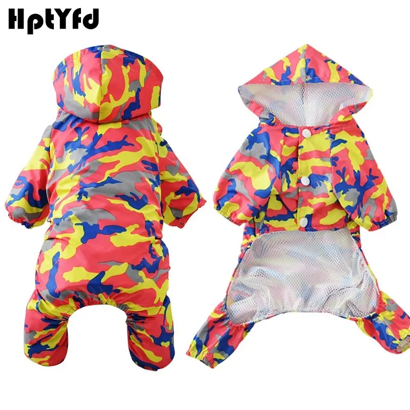 

5 Color New Arrival Camouflage pet dog rain coat Waterproof Dog Raincoat Jacket Hooded Outdoor Walking raincoat for dogs 5 Size