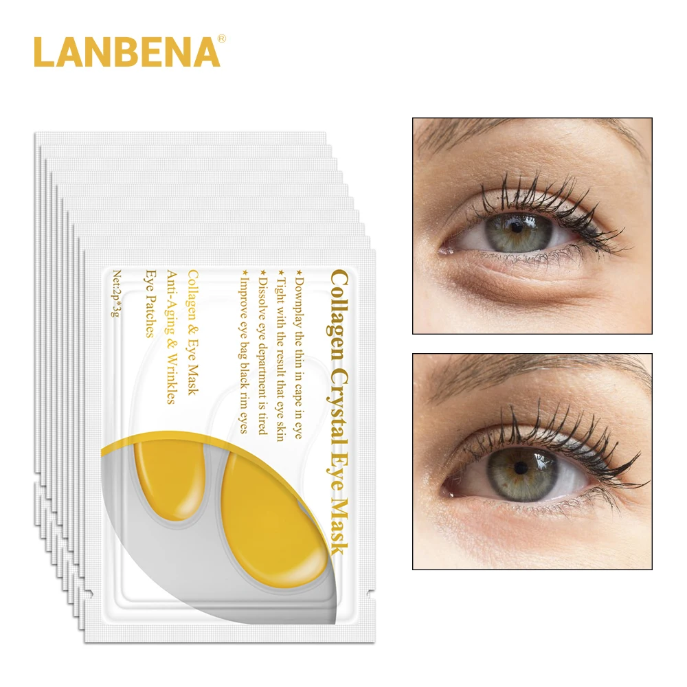 10 Pairs = 20pcs Lanbena 24 K Gold Eye Mask Collagen Face Care Ageless Anti Aging Eye Bags Dark Circles Moisturizing Skin Care 10 Pairs = 20pcs Lanbena 24 K Gold Eye Mask Collagen Face Care Ageless Anti Aging Eye Bags Dark Circles Moisturizing Skin Care