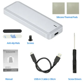 

CNC Integrated Aluminum alloy HDD Enclosure Case USB 3.1 PCIe for NVMe M.2 for Type C USB 3.1 M KEY for NGFF PCI-e 2242-2280 SSD