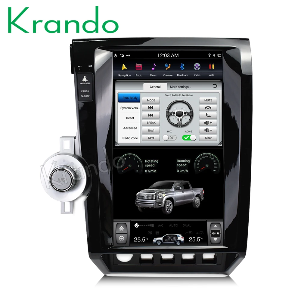 Best Krando Android 8.1 13.6" Tesla Vertical screen car audio radio gps navigation for Toyota tundra 2007-2011 multimedia system 4