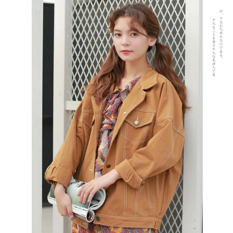 Primavera 2019! chaqueta vaquera para mujer, chaqueta vaquera para novio, ropa de calle, chaquetas de dulces Vintage Harajuku, ropa de abrigo Casual de otoño básicas| - AliExpress