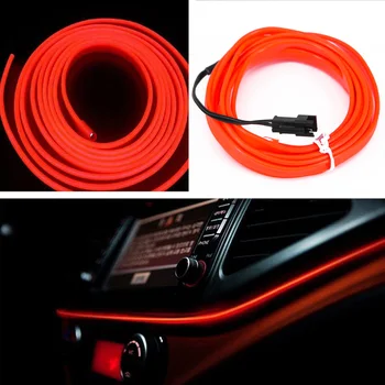

2M DC 12V Car LED EL Wire Red Cold light lamp Neon Lamp Atmosphere Lights Unique