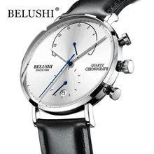 Mens Waterproof Watches Leather Strap Slim Quartz Casual Business Mens Wrist Watch Top Brand Belushi Male Clock 2018 Fashion 