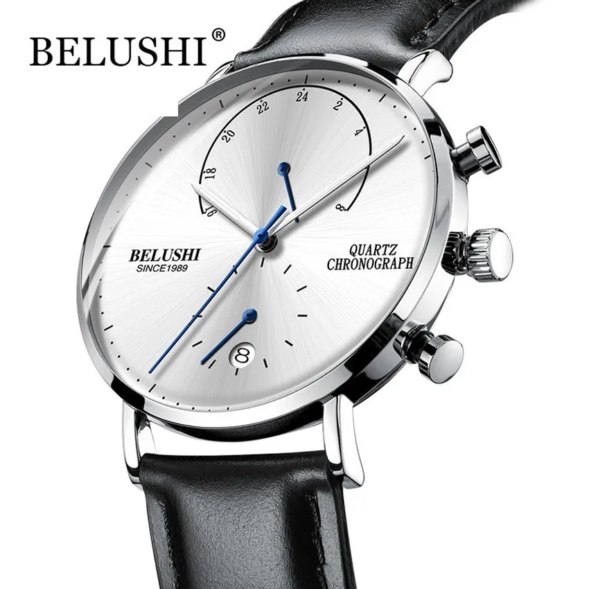Relógios à Prova Pulseira de Couro Relógio de Pulso dos Homens Dwaterproof Água Fino Quartzo Casual Negócios Marca Superior Belushi Masculino Relógio 2020 Moda