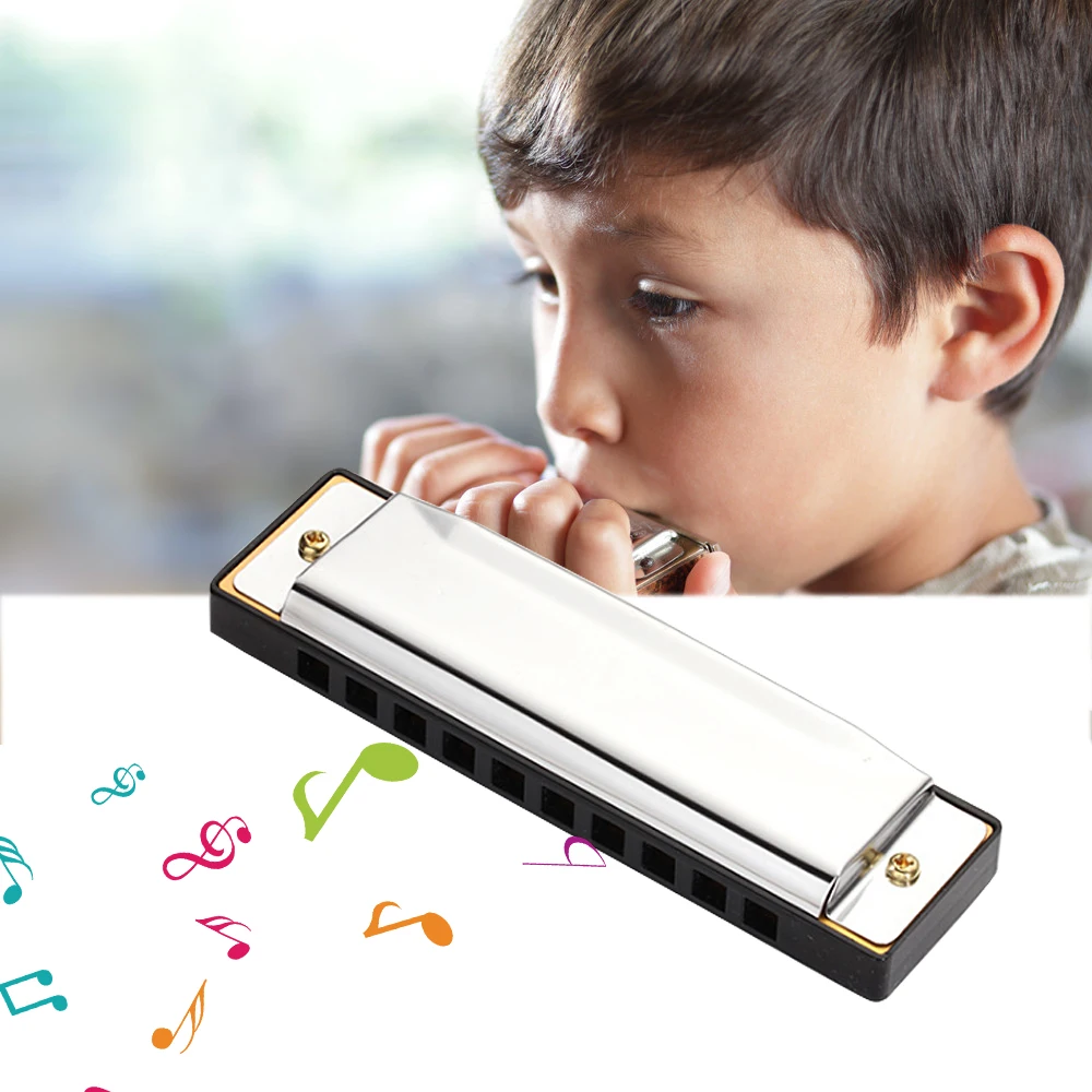 10 Holes Children Harmonica Stainless Steel Chromatics Harmonica Mouth