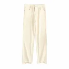 Женские джинсы Модные джинсы с высокой талией Весенние новые женские повседневные однотонные джинсы прямые брюки