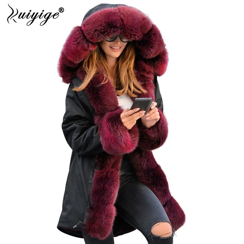 Ruiyige 2018 Winter Jacket Women Cotton Wadded Fur Hooded Coat Casual Ladies Warm Parkas Women Winter Coats Jaqueta Feminina