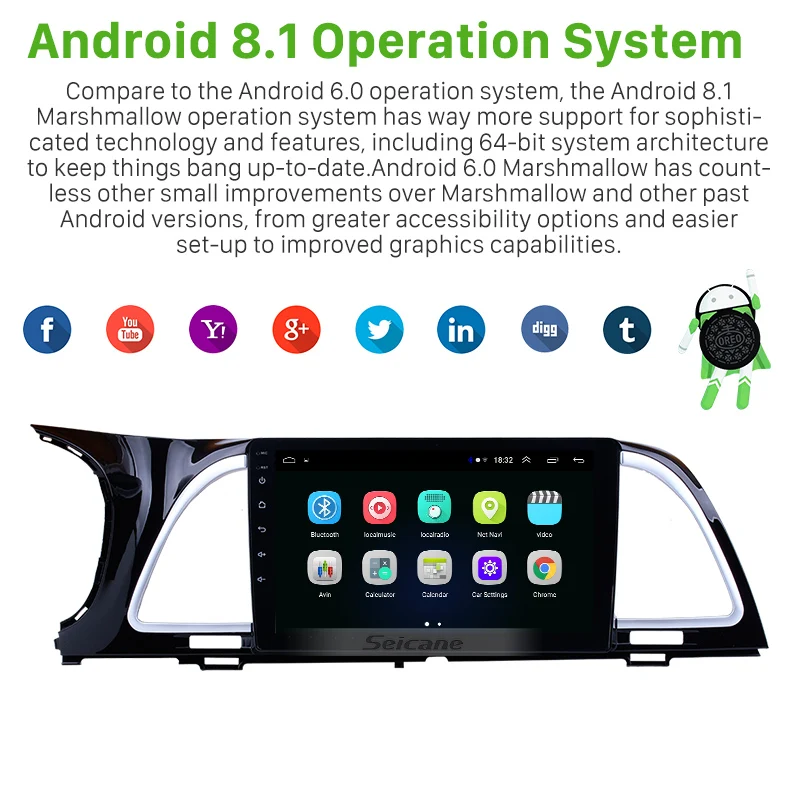Автомобильный DVD плеер Seicane Android 8 1 9 дюймов радио GPS Navi для KIA K4 Cachet 2018 HD 1080P