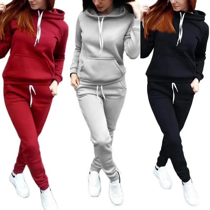 Skup 2018 damskie garnitury sportowe z kapturem Sexy Sportswear 2 sztuka zestaw sportowej Jogging dres dla kobiet