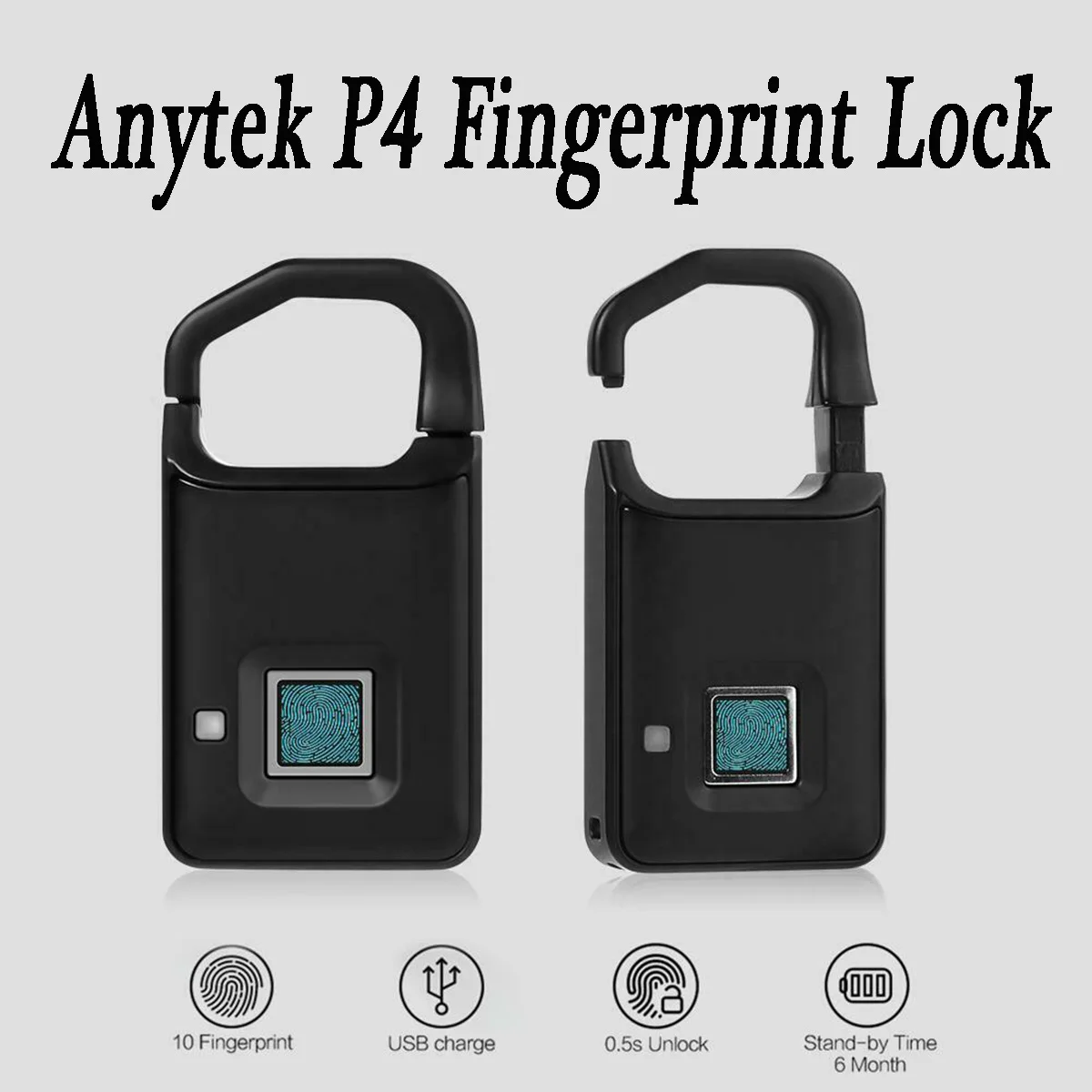 

USB Rechargeable Smart Keyless Fingerprint Lock Portable LED Anti-Theft Security Mini Padlock Door Luggage Case Lock Security