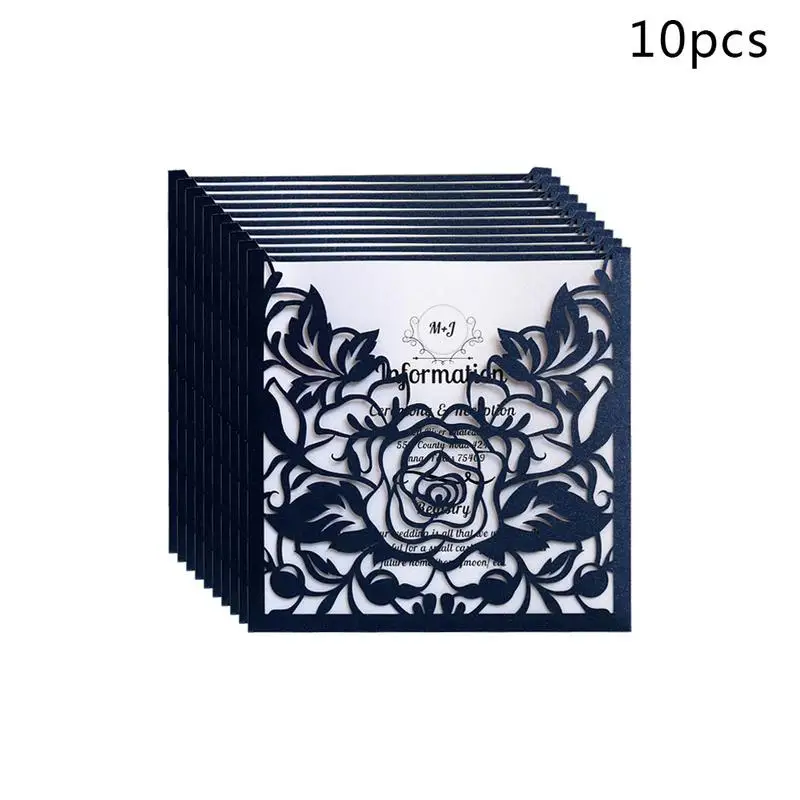  Wedding Invitations Cards Lace Pocket Rose Flower Beautiful Party Supplies Greeting Cards For Birth - 4.00001E+12