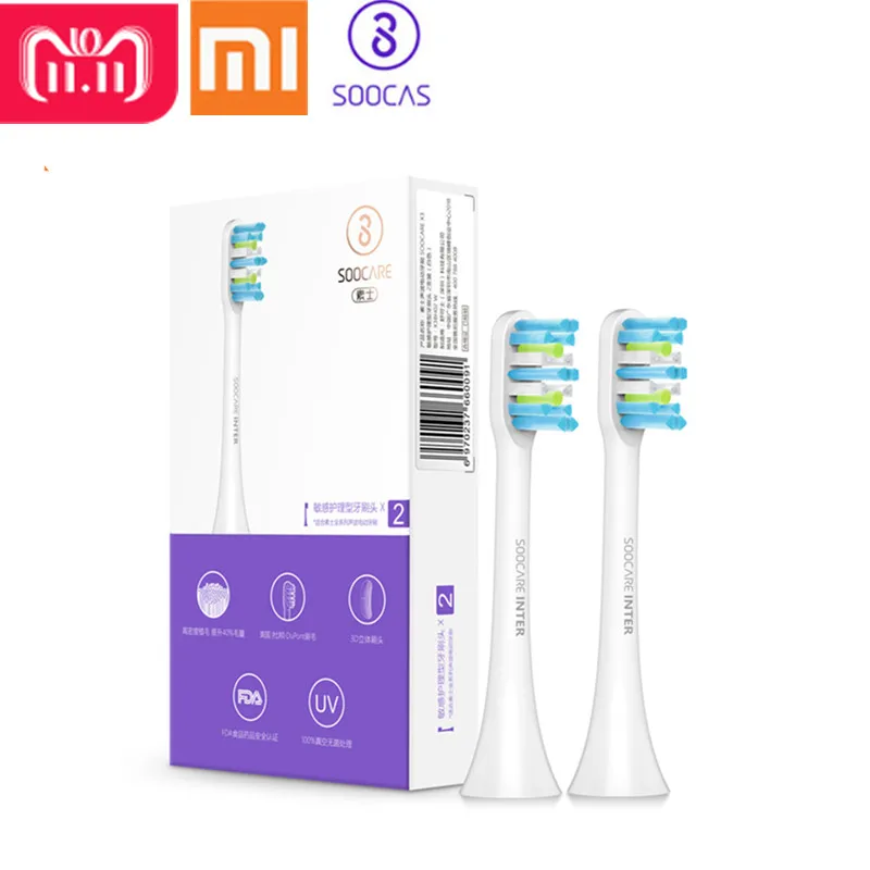 

2PCS 1 SOOCAS X1 / X3 Replacement Electric Toothbrush Heads For SOOCAS Electric Toothbrush Common Cleaning Type Brush Head