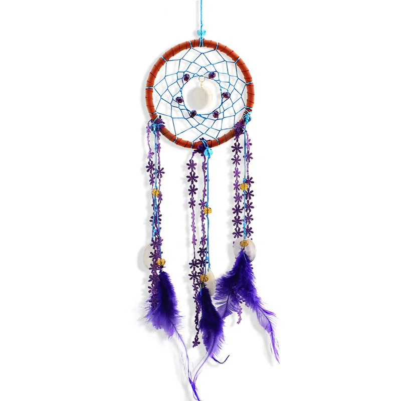 Rattan Dream Catcher Turkey Feathers Natural Stone Beads Knitted Wall  Window Decor Wind Chimes Handmade