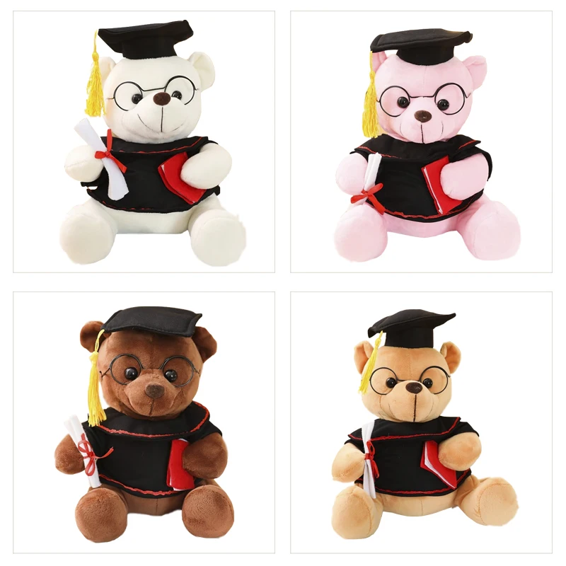

18cm 1pc Kawaii Dr. Bear Plush Toys Soft Stuffed Animal Dolls Cute Teddy Bear Graduation Bear For Kids Children Birthday Gift