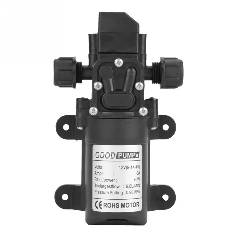DC 12V 70W самовсасывающий насос 0.9Mpa 6LMin воды высокого давления мембранные насосы