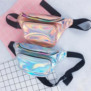 

Shiny Retro Fanny Pack Rave Festival Waist Pack Outdoor Travel Crossbody Hip Bag