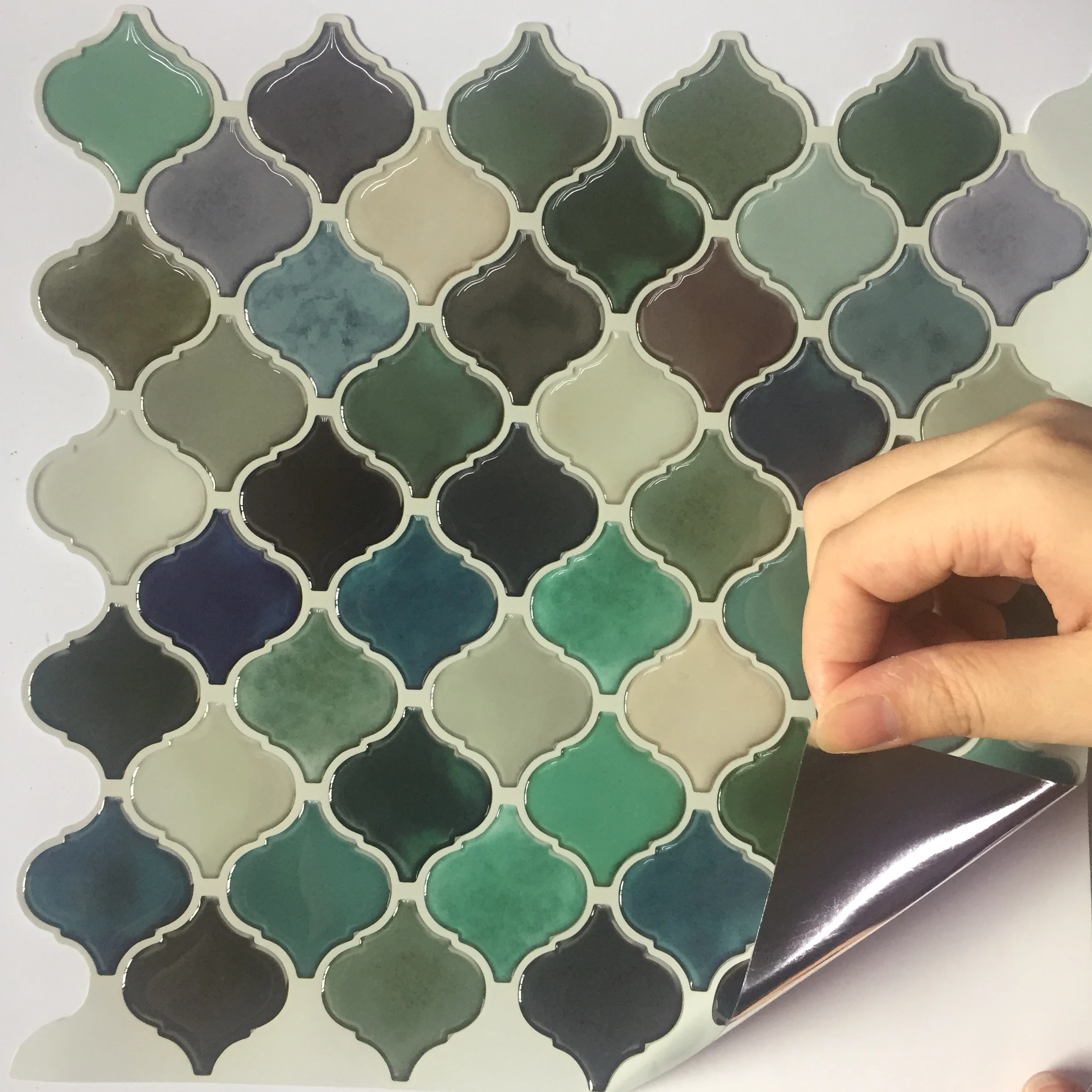 Vividtiles Mosaic tile wall peel and stick adhesive stickers DIY kitchen bathroom wall sticker 3D vinyl-(1-sheet)