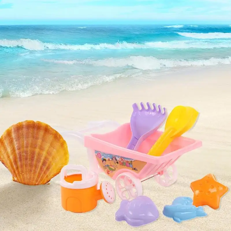 astounding 7pcs/Net Bag Summer 2019 Beach Toy Trolley 7pcs of Net Bag Child Summer Beach Play Sand Water Tools