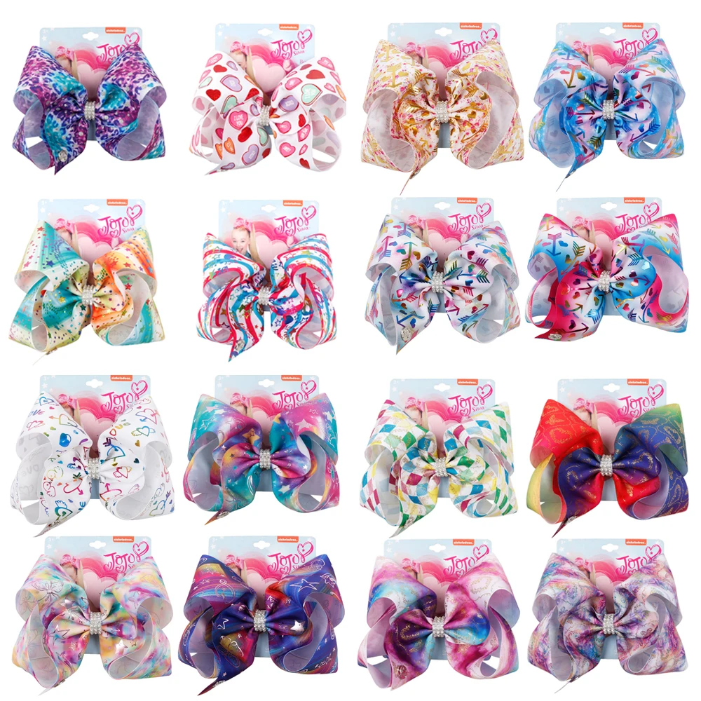 

Oaoleer Hair Accessories 8'' Jumbo Hair Bows for Girls Kids Grosgrain Ribbon Hairbows with Rhinestone Bownkot Fashion Hairgrips