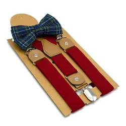 Детская мода осень и зима однотонный на брительках зажим, дужка галстук набор эластичный ремешок 3 клип висит зажим для штанов