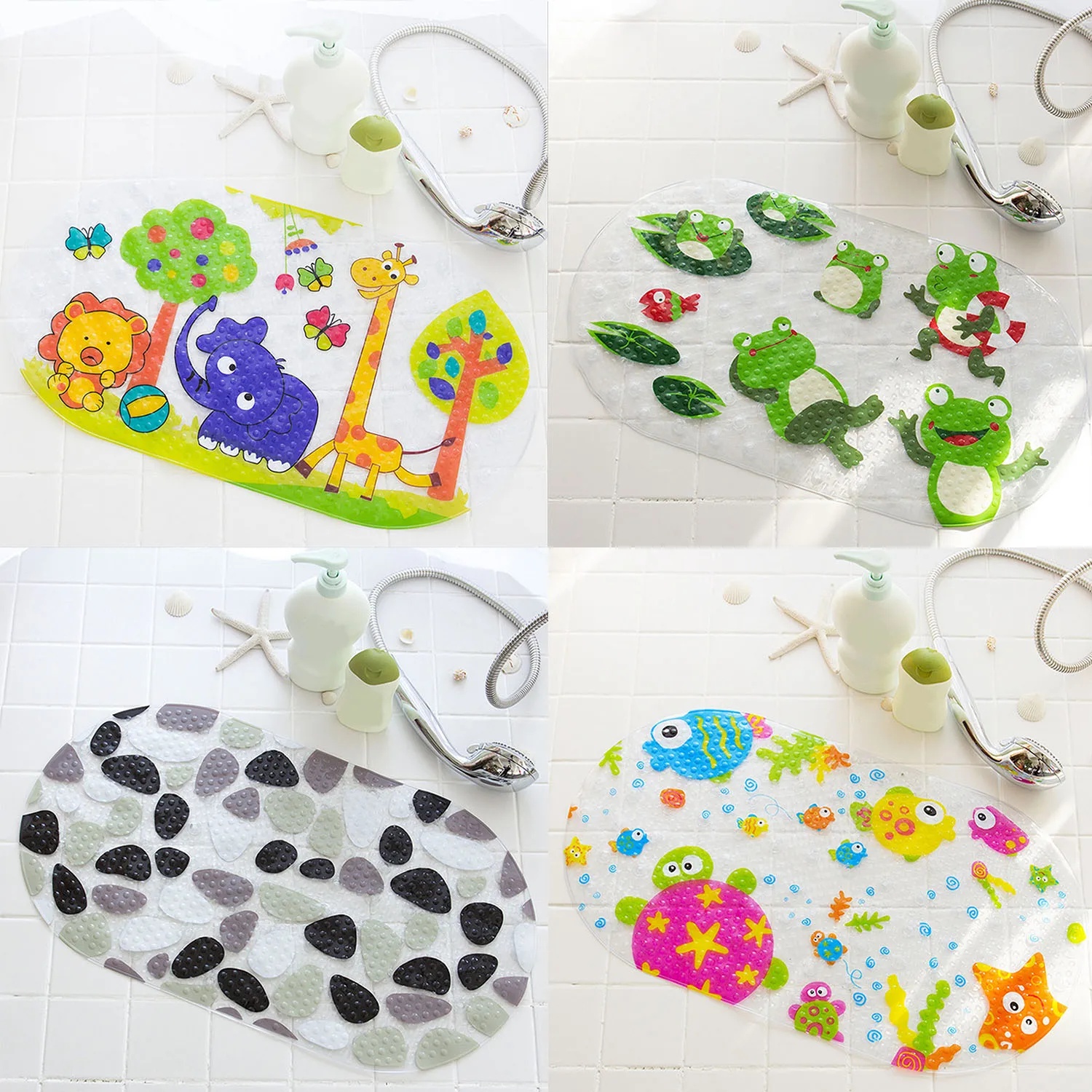 

Cute Cartoon Pattern Anti-skid Bath Bathroom Tub Bathtub Mat with Suction Cups for Kids Children Toddler Shower Home Apartment