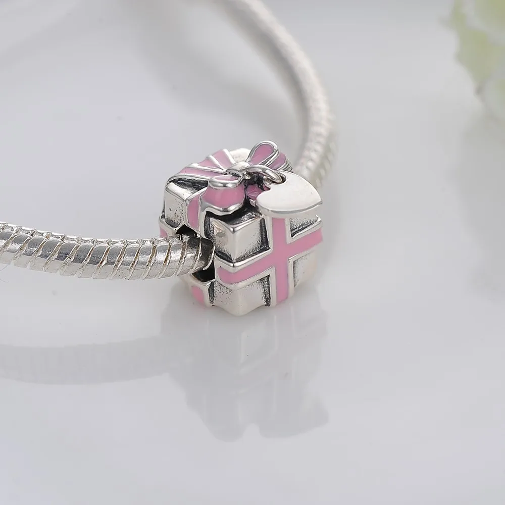 Beagloer Серебряное сердце цветок эмаль подвески подходят оригинальный Pandora