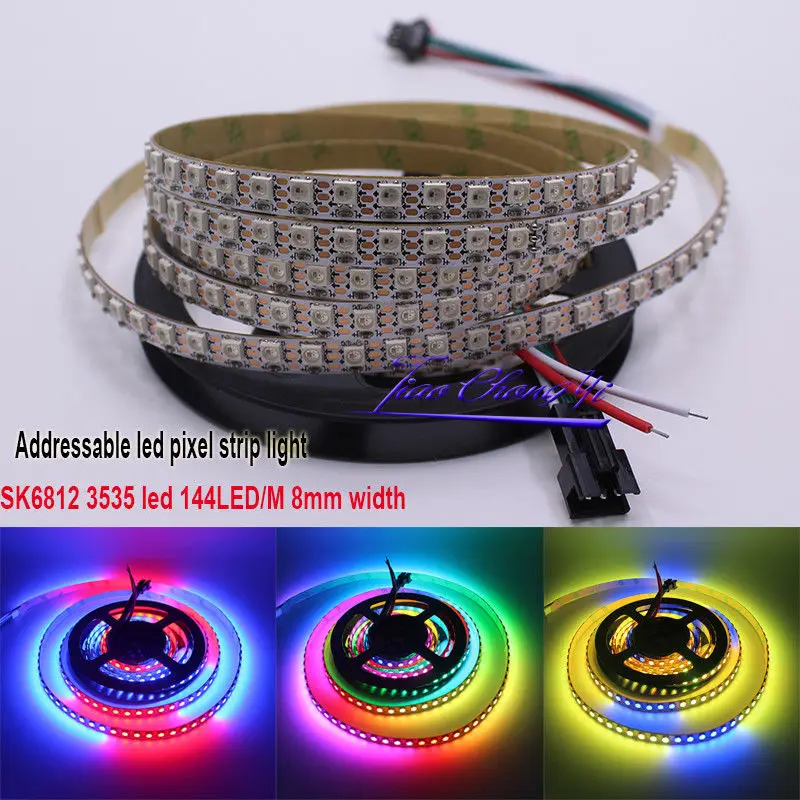 Пиксельная RGB Светодиодная лента SK6812 MINI 3535 144led/M DC5V 1 м индивидуальная ширина 8 мм