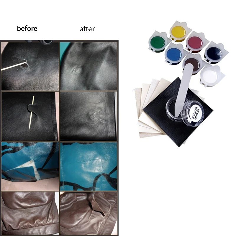 

1Set Auto Car Seat Sofa Coats Holes Scratch Cracks Rips 7 Jars Of Inter-MixableRepair Kit Repair Tools Liquid Skin Leather