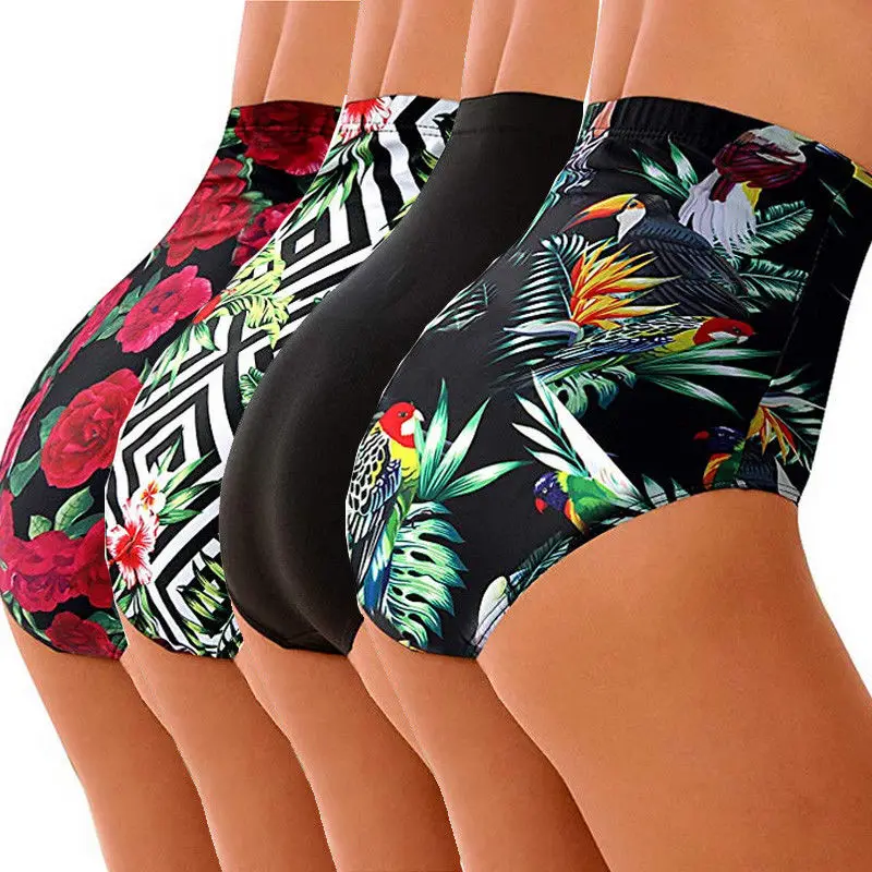 المرأة عالية الخصر ملابس السباحة بيكيني قيعان Tankini أسفل سروال سباحة قصير زائد حجم