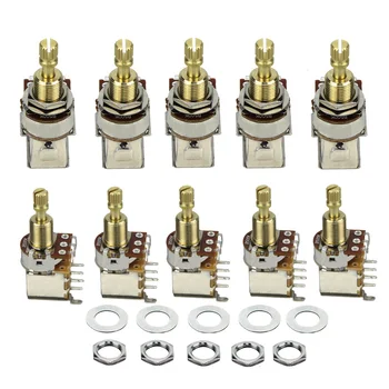 

FLEOR 10PCS Linear Taper Guitar Potentiometer B500K Push-Push Pot Switch Volume Control Copper Long Split Shaft Guitar Parts