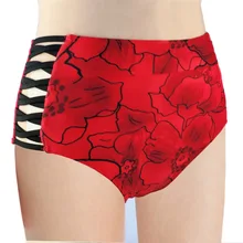 Бикини одноцветные плавки с высокой талией плавки для плавания женские пляжные купальники с принтом цветов Плавки бикини с полой стороной