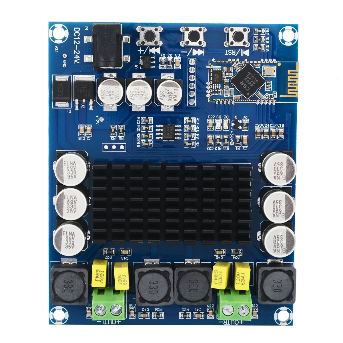 

TPA3116D2 120Wx2 Wireless Bluetooth 4.0 Audio Receiver Digital Amplifier Board DC12V-24V Digital Amplifier Module