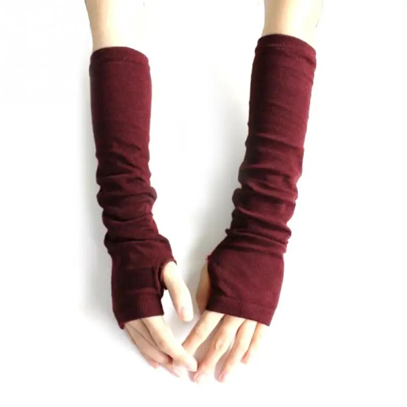 

Autumn Winter Fashion Knitted Fingerless Gloves for Women Men Wrist Arm Gloves Crochet Half finger Long Stretchy Warm Mittens~