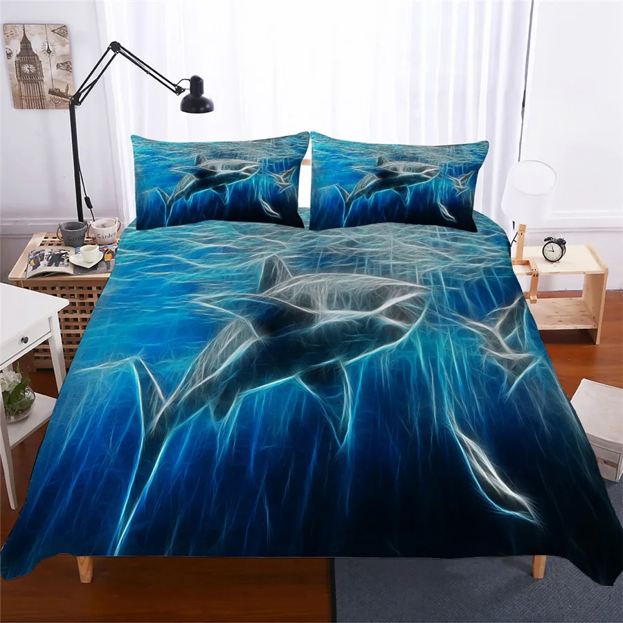 

Bedding Set 3D Printed Duvet Cover Bed Set Shark Home Textiles for Adults Lifelike Bedclothes with Pillowcase #SY01