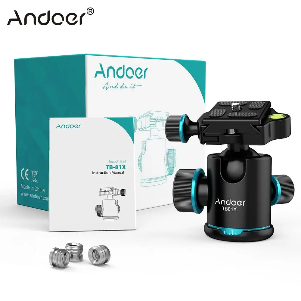 

Andoer TB81X Tripod Ball Head 360 Degree Rotating Panoramic Ball Head for Canon Nikon Sony DSLR Camera Tripod Monopod Slider