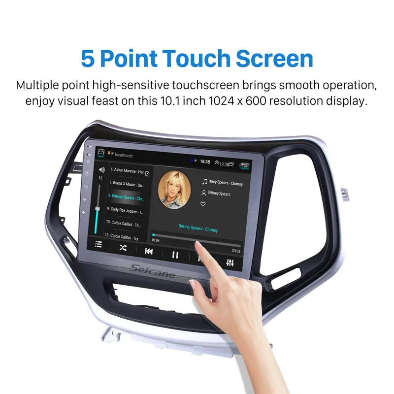 Best Seicane 10.1" GPS 2 Din Touchscreen Android 8.1 Stereo Player Vehicle Radio For 2016 Jeep Grand Cherokee Head Unit Backup camera 2