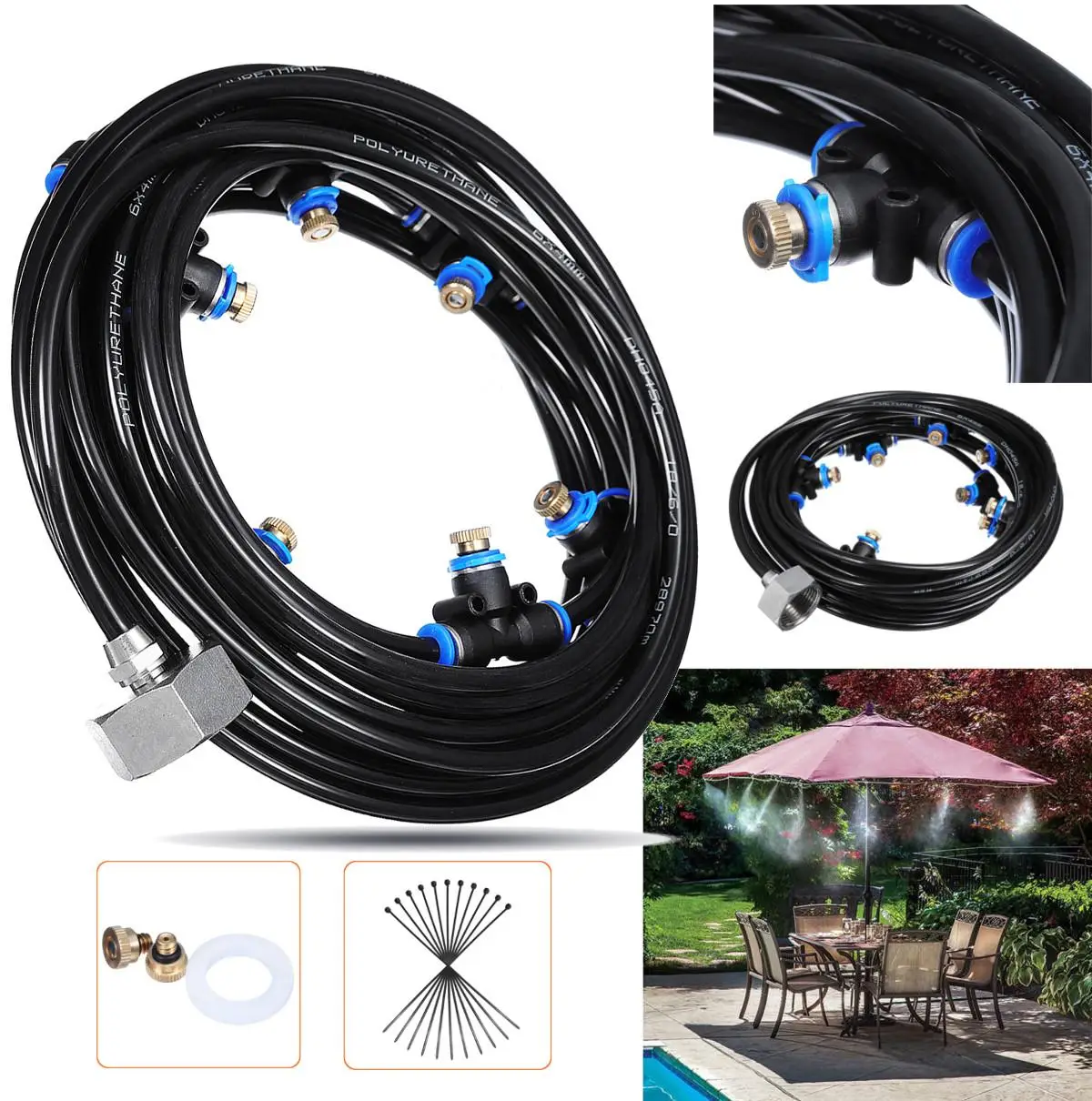 

NEW 8M Outdoor Patio Cooling Watering Kits Misting System Fan Water Atomizer Garden Sprinkler Sprayer Kits Garden Tools Set