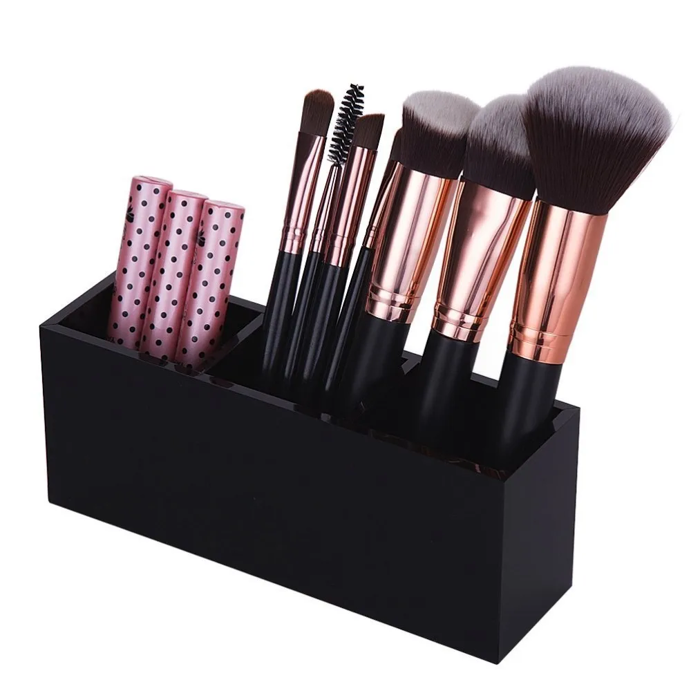 

3 Slots Brush And Liner Makeup Organizer Acrylic Makeup Tools Storage Box Eyebrow Pencil Holder Lipsticks Stand Case