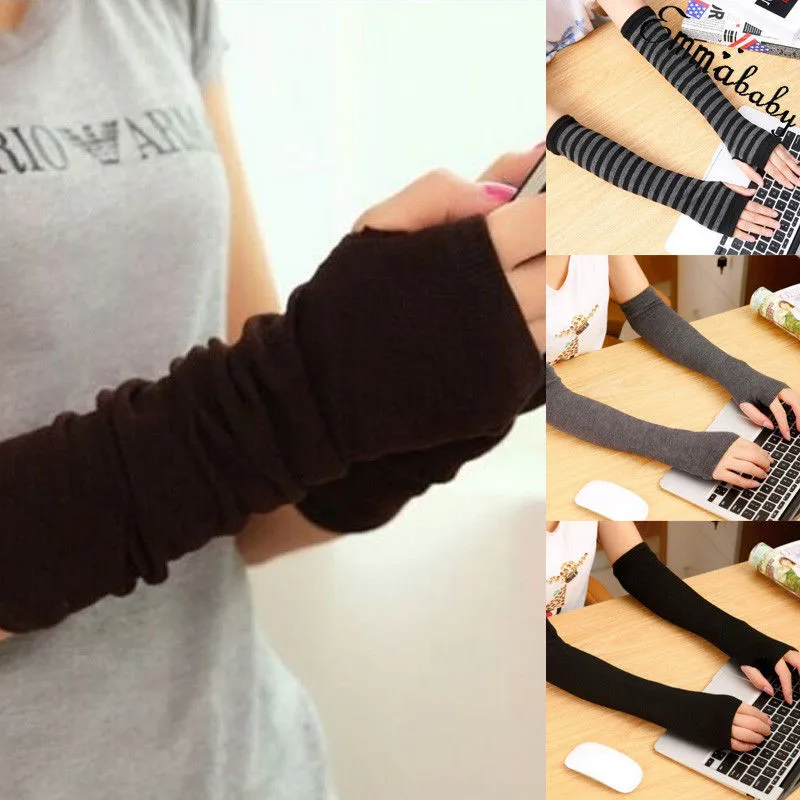 Brand New Arrive female long gloves without fingers Winter Wrist Arm