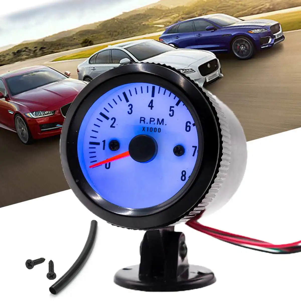 

DC 12V 8020BL-B 52mm(2") Auto Car Tachometer Tacho Gauge Meter 0-8000RPM With Blue LED Backlight Works on 4/6/8 Cylinder Engines