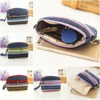 

Coofit Womens Coin Wallet Retro Striped Mini Canvas Pouch CoinCute Small Kids Women's Purse Coin Wallet Coin Purse