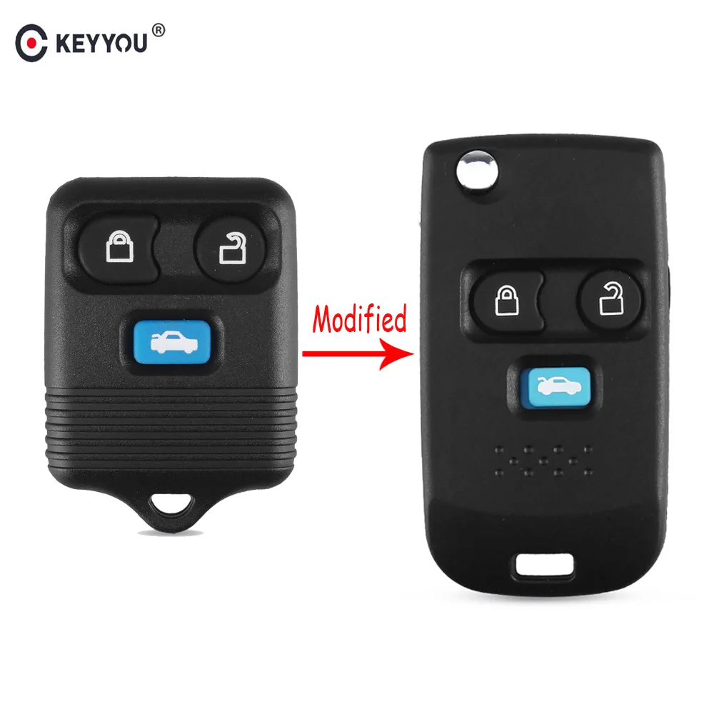 

KEYYOU 3 Buttons Remote Key Case Shell Fob Folding Flip For Ford Transit MK6 Connect 2000 2001 2002 2003 2004 2005 2006 Shell