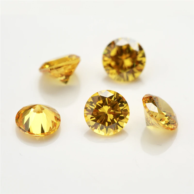 

100pcs/lot 0.8~4.0mm Round Shape Loose CZ Stone Golden Yellow Zirconia Synthetic Stone AAAAA Quality For Jewelry DIY stone