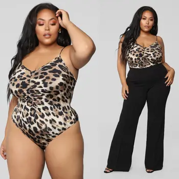 

Hirigin Rompers Women Bodysuit 2019 Fashion Leopard Plus Size Women One-piece Set Clothes Sleeveless Women Streetwear Underwear