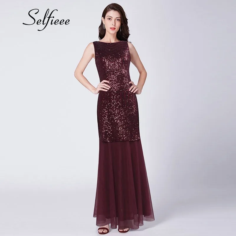 

Sexy Burgundy Sequin Party Dress Hollow Out Floor Length 2019 New Summer Maxi Dress Backless Mermaid Dress Vestidos De Fiesta