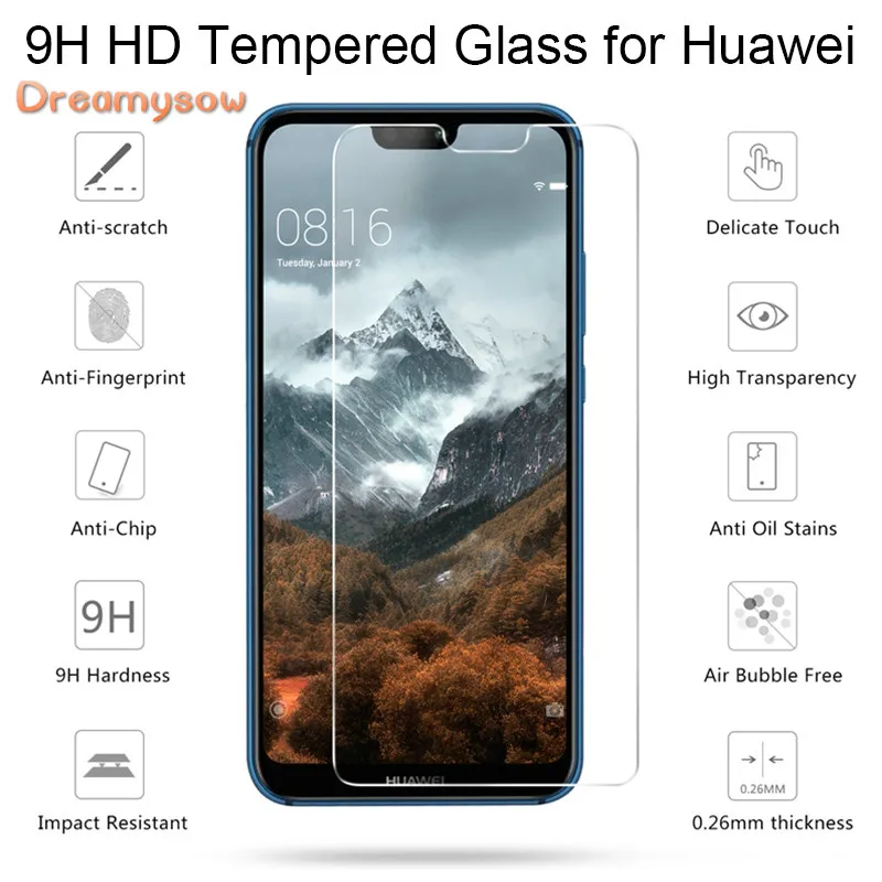 

For Huawei P20 Lite Plus Screen Glass on Honor 7C 7A Pro Y6 Y7 Prime 2018 Hard Glass for Honor 7X 8X Max 9H HD Tempered Glass