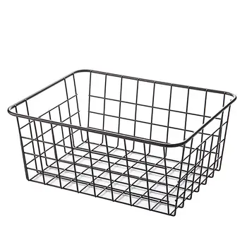 

Household Iron Art Storage Basket Kitchen Bedroom Sundries Snacks Organizer Basket