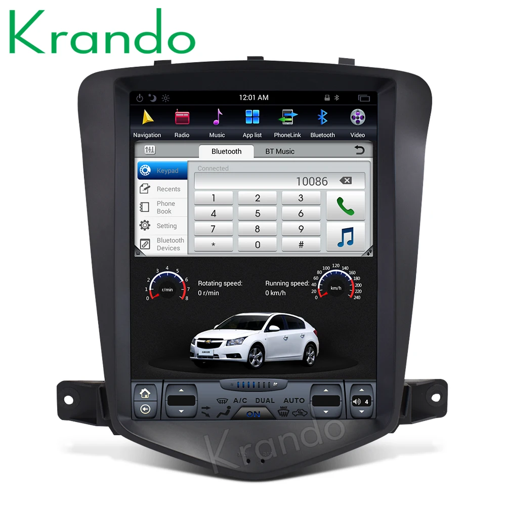 Top Krando Android 8.1 9.7" Tesla Vertical screen car audio radio system GPS for Chevrolet Cruze 2009-2014 navigation player BT 5