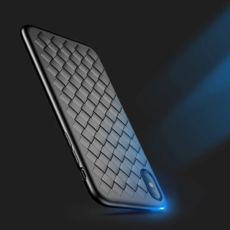 

Super Soft Phone Case For iPhone 8 Luxury Grid Weaving Cases For iPhone X 6 6s 7 8 Plus 8Plus Cover Silicone Accessories Black